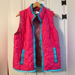 Vineyard Vines sz L prima loft vest, hot pink w turquoise grosgrain trim